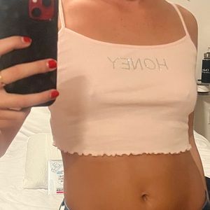 Bear Dance light pink crystal "honey" tank top.